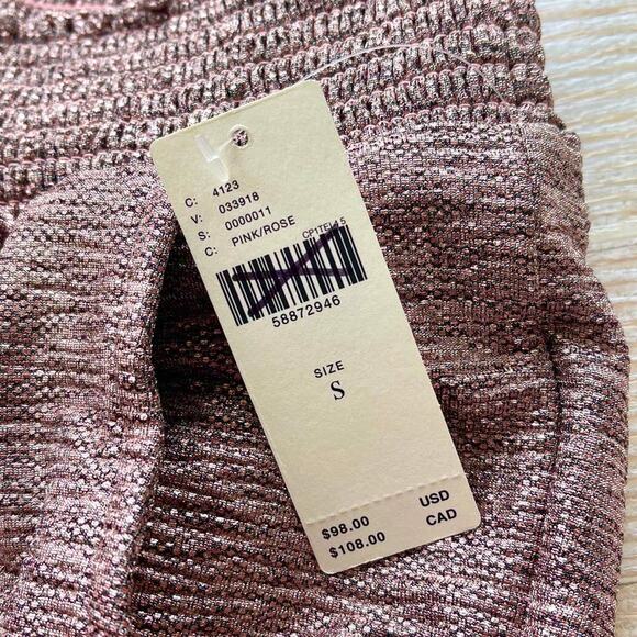 New Anthropologie Gillian Metallic Shimmer Joggers | Rose Size Small - Picture 3 of 9